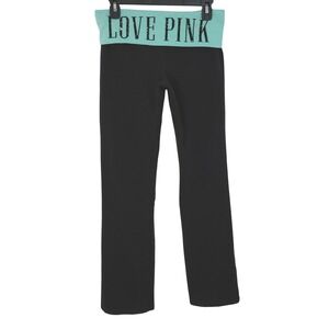 PINK Victoria's Secret Foldover Yoga Pants Medium Y2K Low Rise Boot Sequin